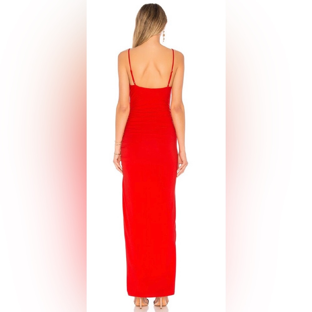 Lovers & Friends Kiki Strappy Red Jersey Maxi Dress Ruched Side & Front Slit ZB8 - Picture 4 of 6